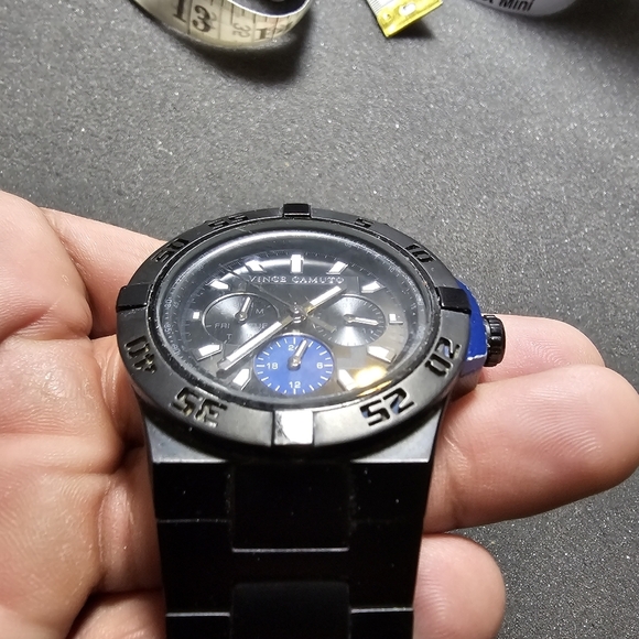 Vince Camuto Quartz Watch VC/1009BLBK The Master Blue Aluminum Black Ion-Plated - Picture 2 of 10